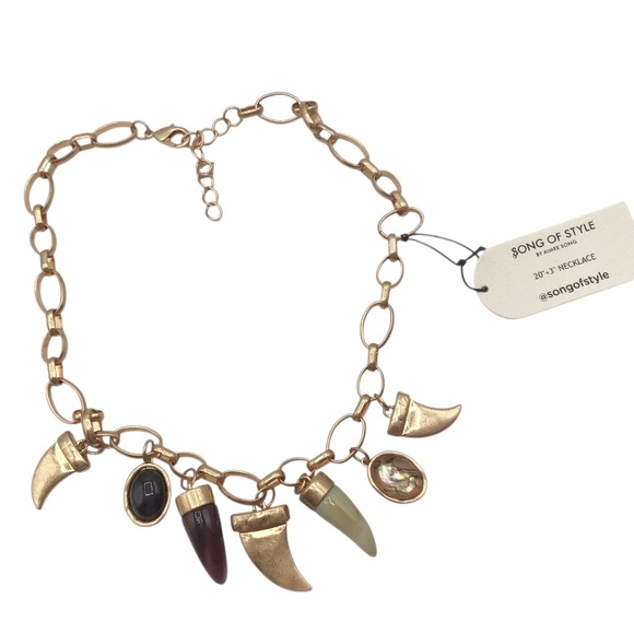 NWT Song of Style Gold Charm Necklace, Boho Talisman Pendant Necklace - Picture 5 of 15